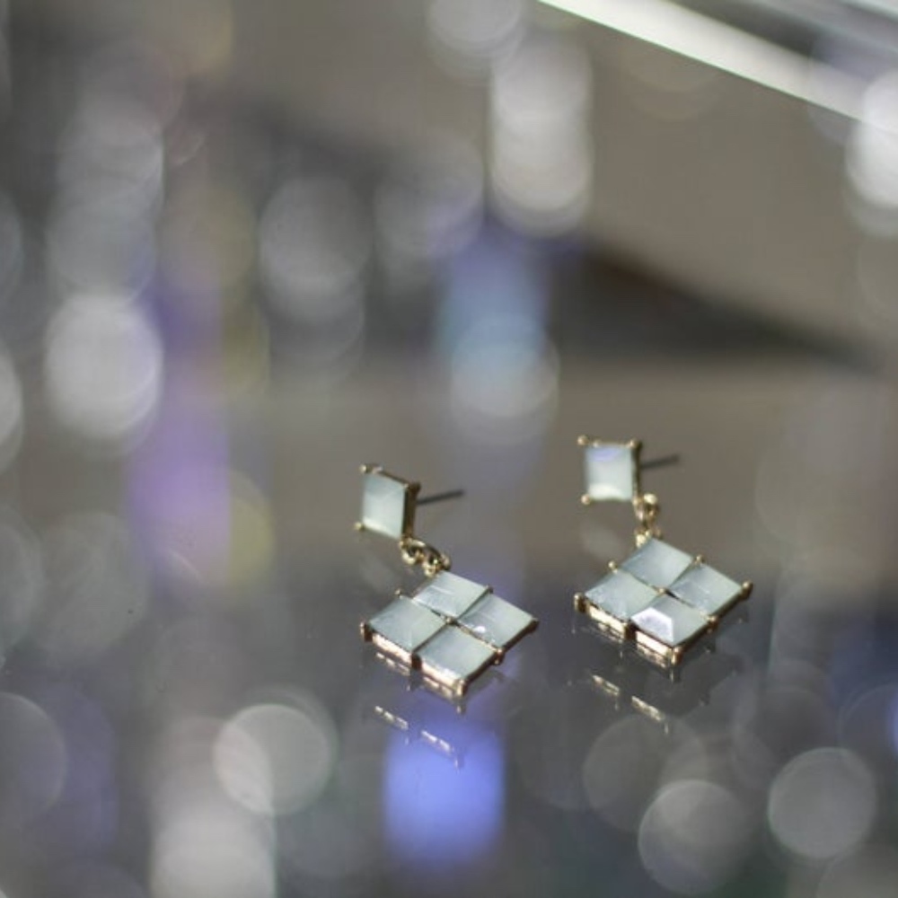 Blue Triangular Earrings - image 3